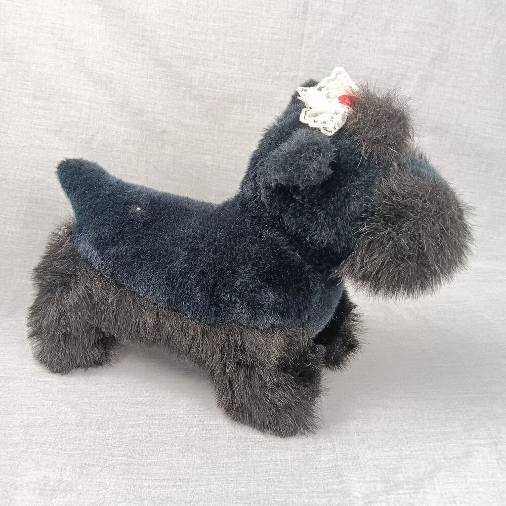 Dan-dee Black Scottish Terrier Dog Standing Realistic Puppy Plush Stuffed Animal